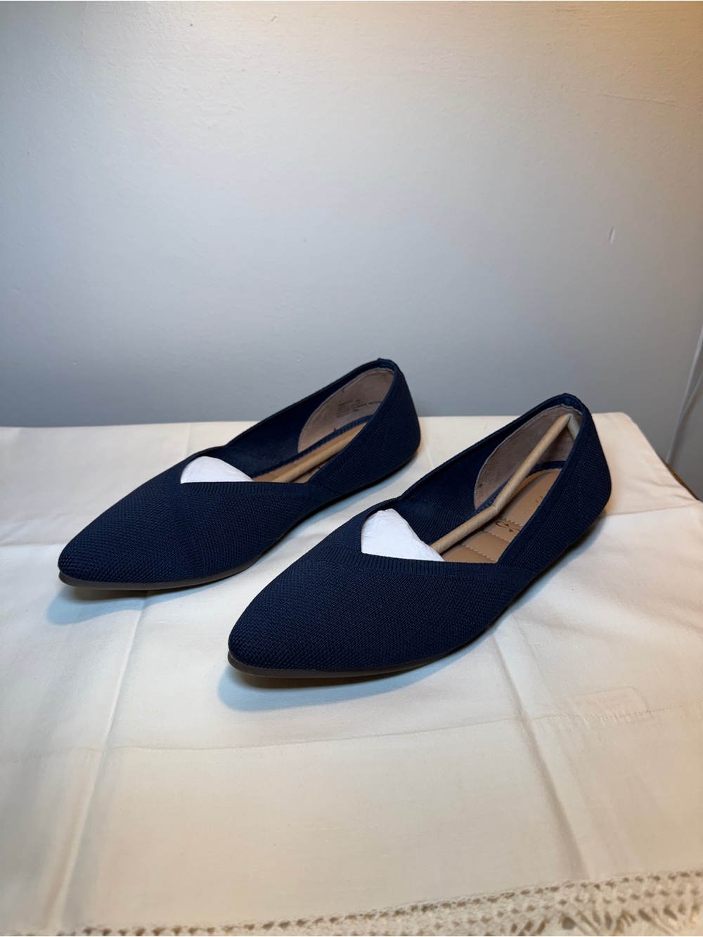 Kelly & Katie Navy Textured Pointed-Toe Flats